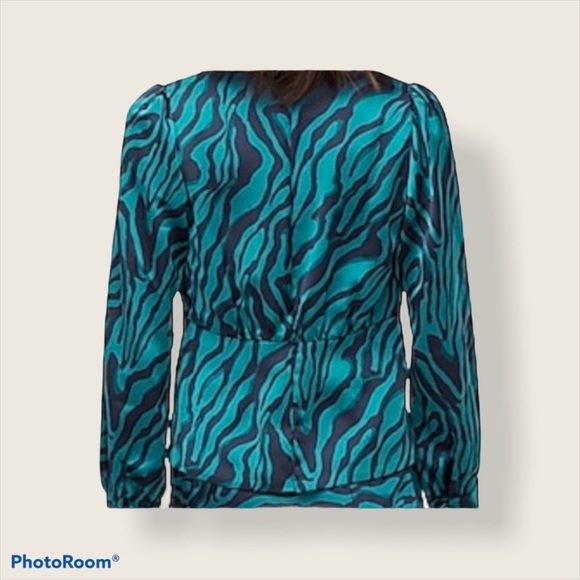 JCrew green zebra print blouse - Picture 2 of 3